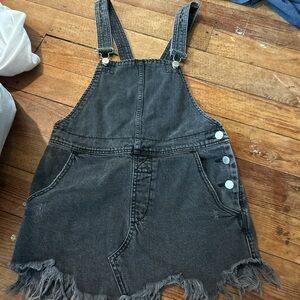 Free People Black Denim Overall Skirt
